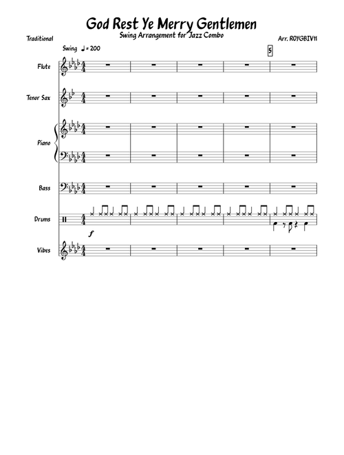 God Rest Ye Merry Gentlemen Swing Arrangement for Jazz Combo Group