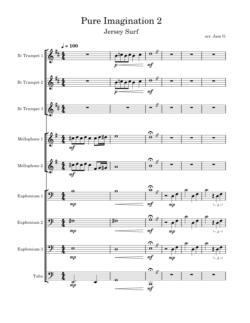 Pure Imagination DCI, Full Brass Sheet music for Euphonium, Tuba