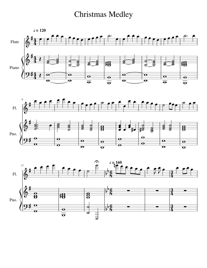 Christmas Medley Sheet music for Piano, Flute (Solo) | Musescore.com