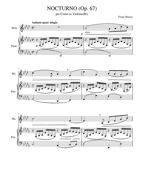 NOCTURNO Op. 7 per Corno o Violoncello