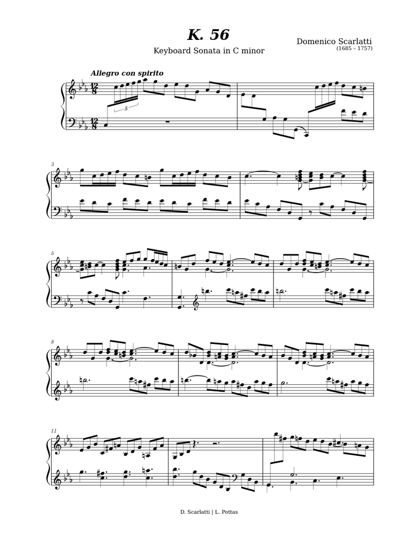 Keyboard Sonata in C minor, K.56 – Domenico Scarlatti Sheet Music