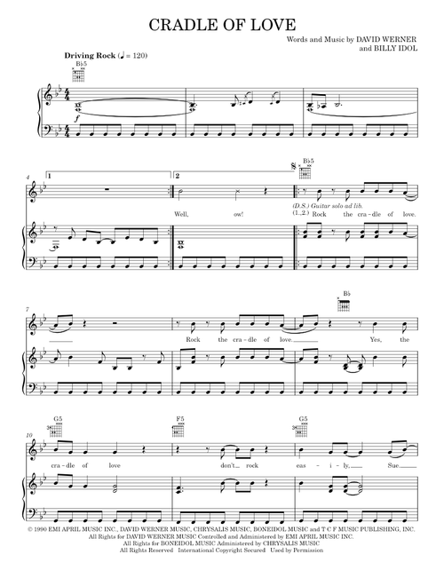 Cradle of love - Billy Idol (Piano-Vocal-Guitar)