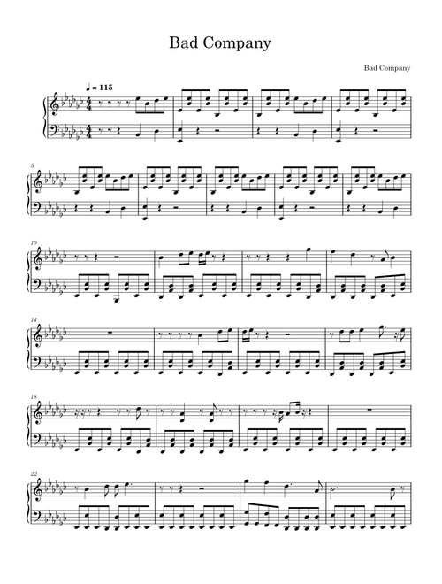 Bad Company Piano - Bad Company
