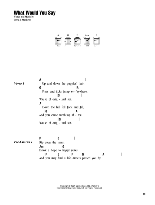 What Would You Say - Dave Matthews Band, Various (Guitar Chords-Lyrics)