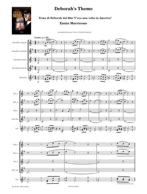 Deborah's Theme (Once Upon a Time in America) SAX e Vibrafono – Ennio Morricone