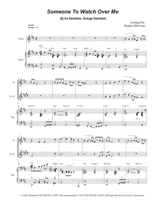 Someone To Watch Over Me (Arr. Stephen DeCesare) - Ira Gershwin, George Gershwin (Instrumental Duet and Piano)