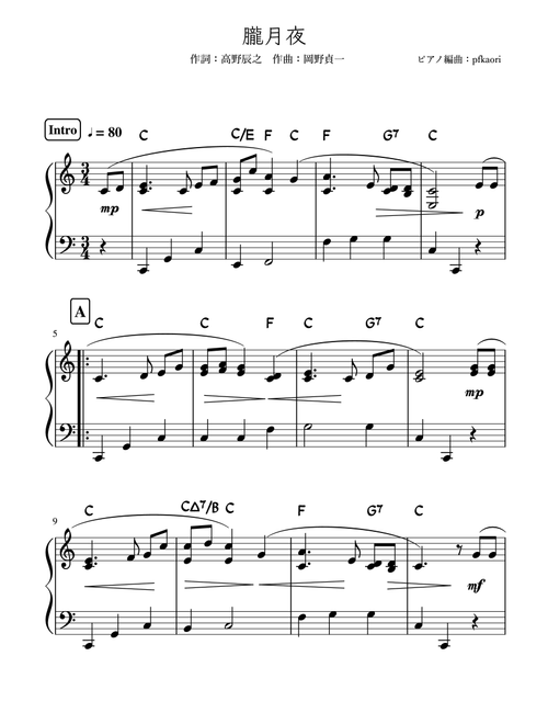 Oborozukiyo "Hazy Moon" Cdur (Arr. pfkaori) - Teiichi Okano (Piano Solo)