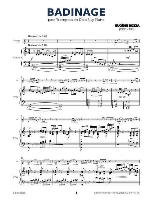 Badinage for Trumpet and Piano – Eugène Bozza