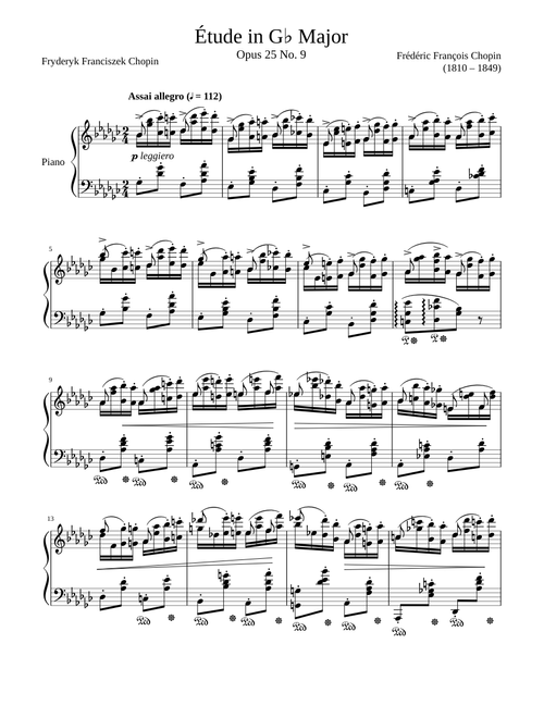 Étude Opus 25 No. 9 in G♭ Major