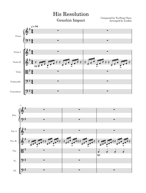 Genshin Impact - His Resolution (String Orchestra + Piano)