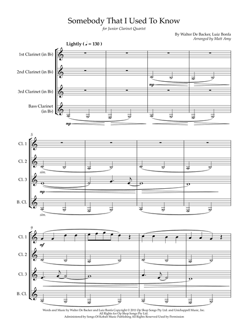 Somebody That I Used To Know (Arr. Matt Amy) - Gotye Featuring Kimbra (Woodwind Ensemble)