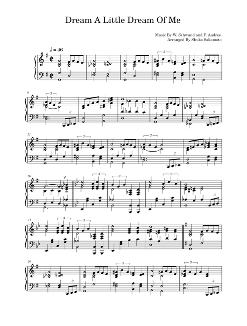 Dream a little dream of me – Schwandt & Andree ( Solo Piano )