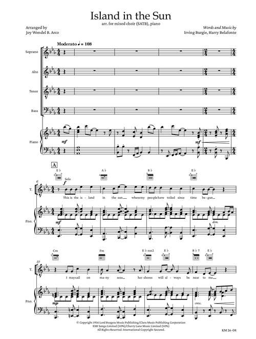 Island In The Sun (Arr. Joy Wendel B. Arco) - Harry Belafonte, Irving Burgie (Choral, SATB divisi)