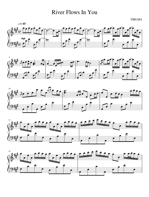 River Flows In You sheet music arranged by emmy langevin for Solo