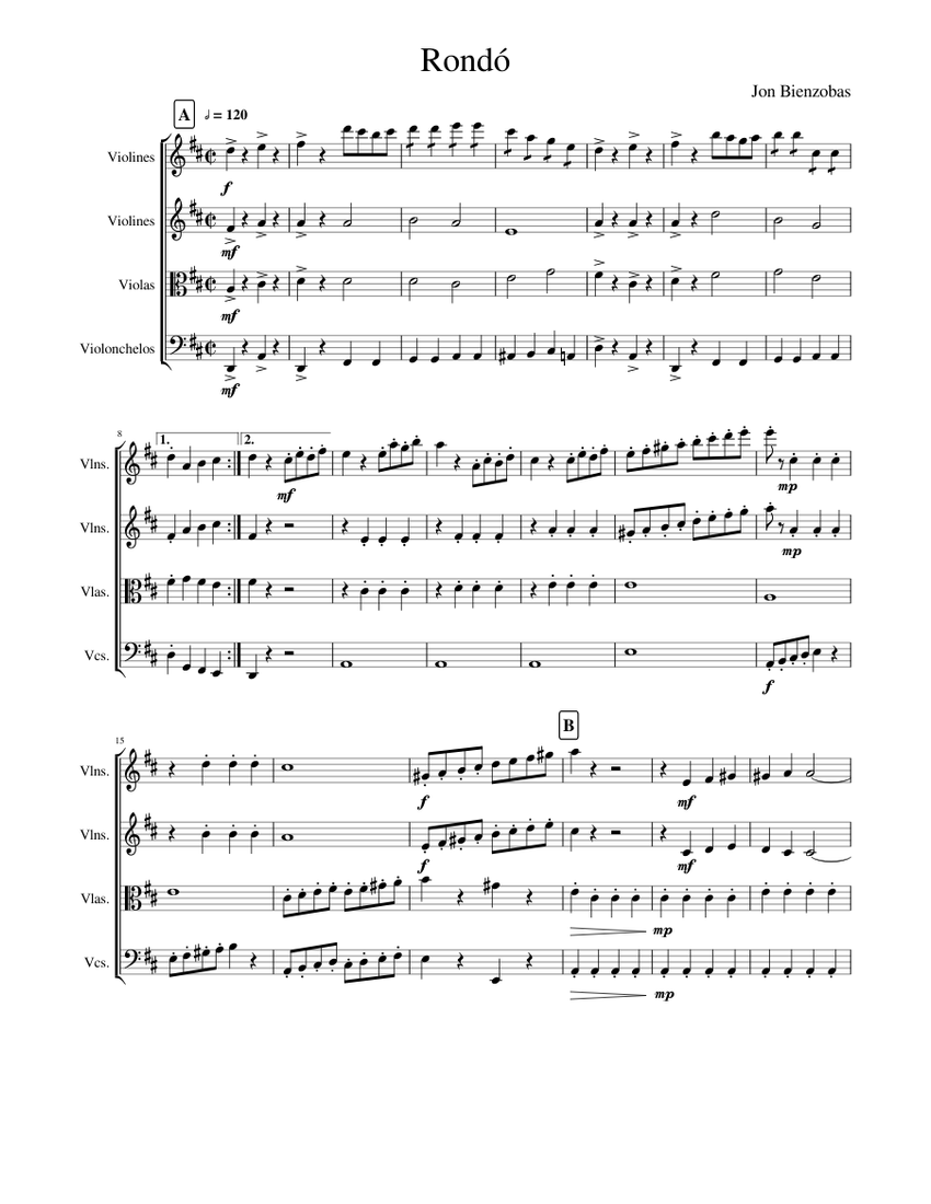 Rondo for String Orchestra Sheet music for Strings group (Mixed Quartet