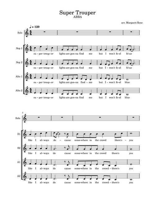 Super Trouper (Arr. Margaret Rose) - ABBA (Choral, SSAA)