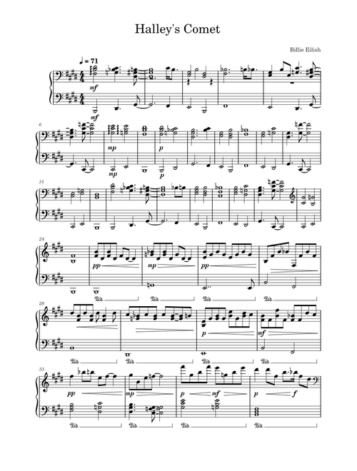 Halley's Comet – Billie Eilish (Original Piano Cover)