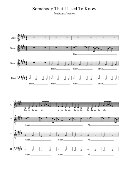 Somebody That I Used To Know-Pentatonix