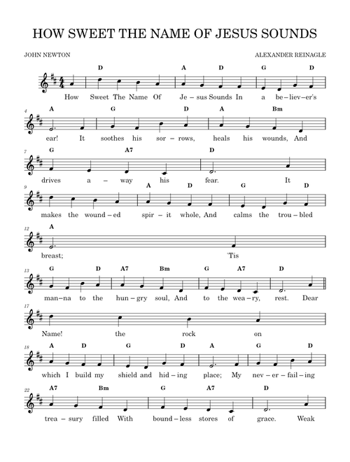 How Sweet the Name of Jesus Sounds - John Newton – John Newton How Sweet the Name of Jesus Sounds