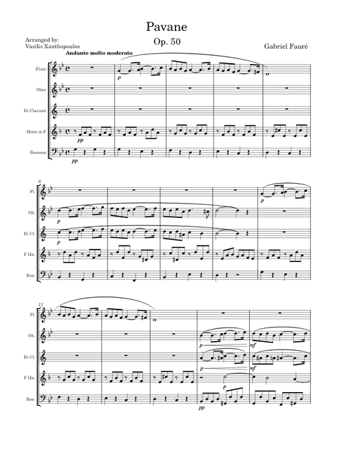 Pavane Op. 50 for Woodwind Quintet