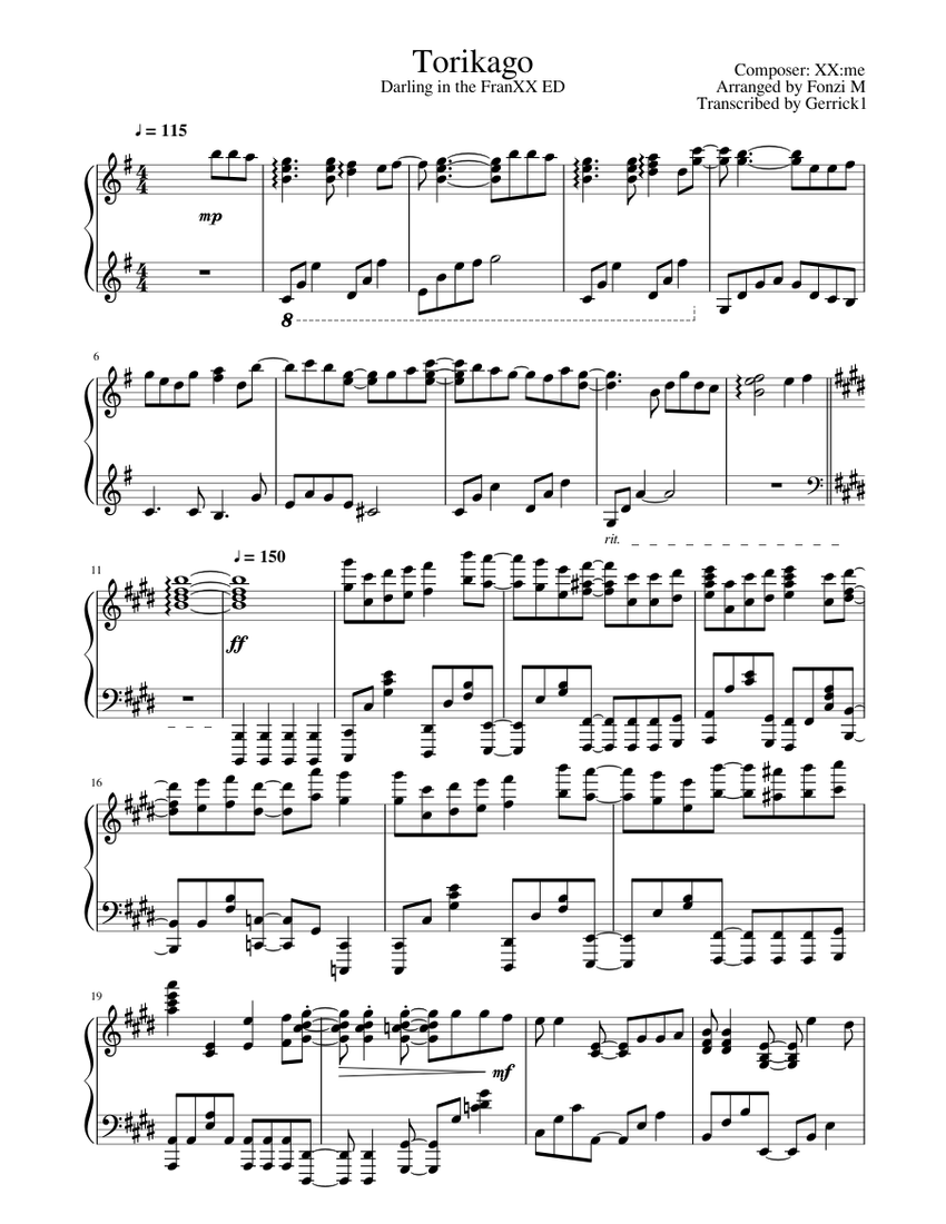 楽譜 魔法少女まどか☆マギカ: ルミナス Sheet Music for Piano (Solo