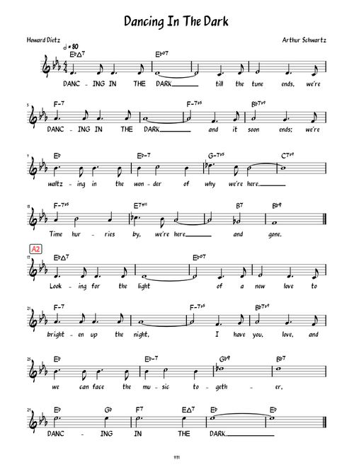 Dancing In The Dark (Lead sheet with lyrics )