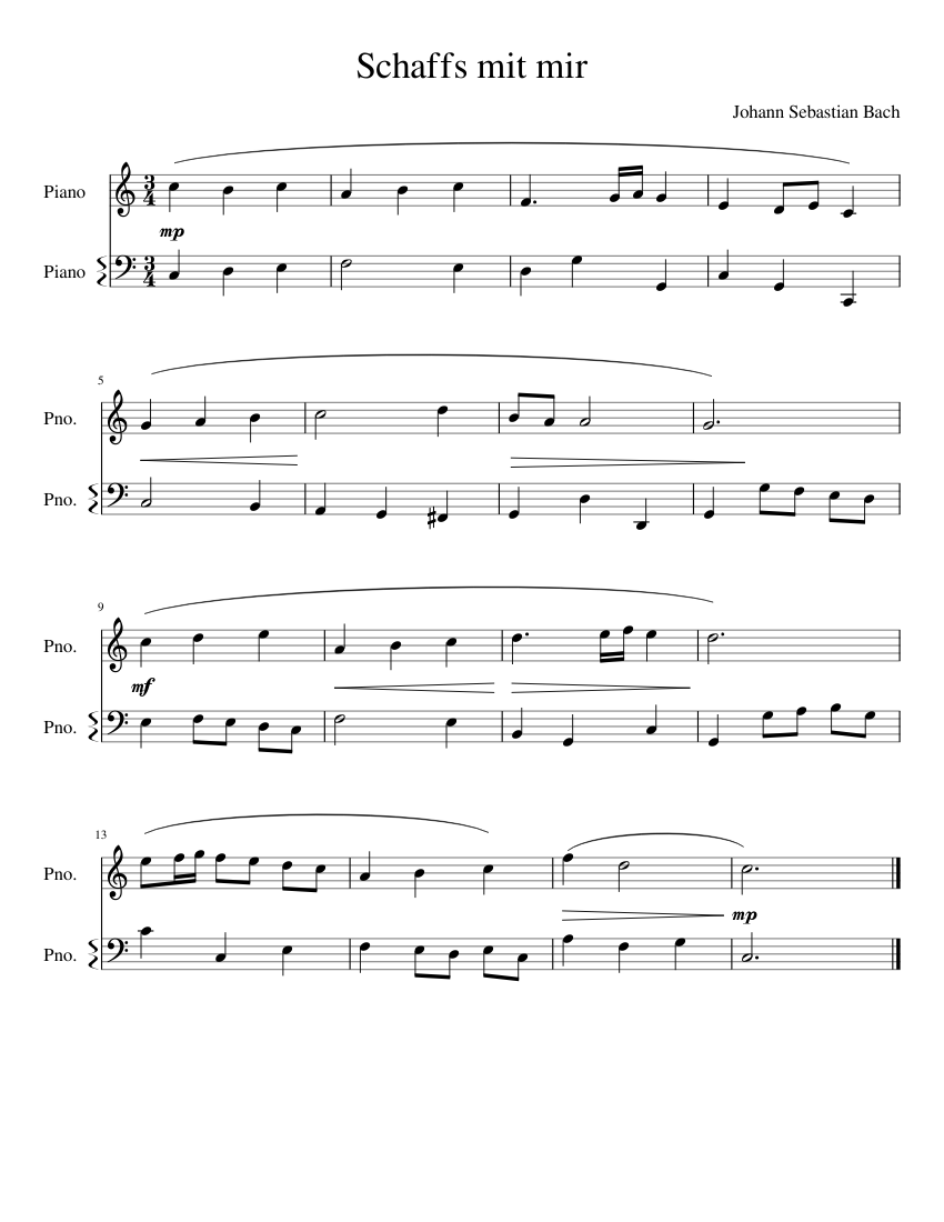 Schaffs mit mir Sheet music for Piano (Piano Duo) | Musescore.com