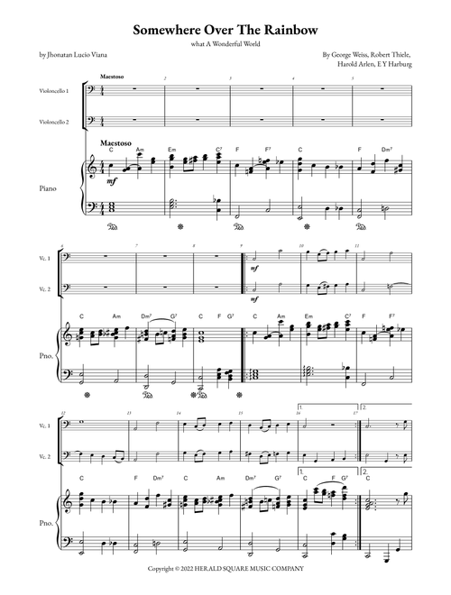Somewhere Over The Rainbow/what A Wonderful World (Arr. Jhonatan Lucio Viana) - E Y Harburg, George Weiss, Harold Arlen (Instrumental Duet and Piano)