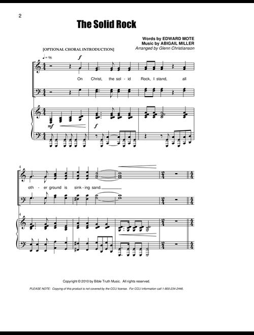 The Solid Rock (Arr. Glenn Christianson) - Edward Mote & Abigail Miller (Choral, SATB)
