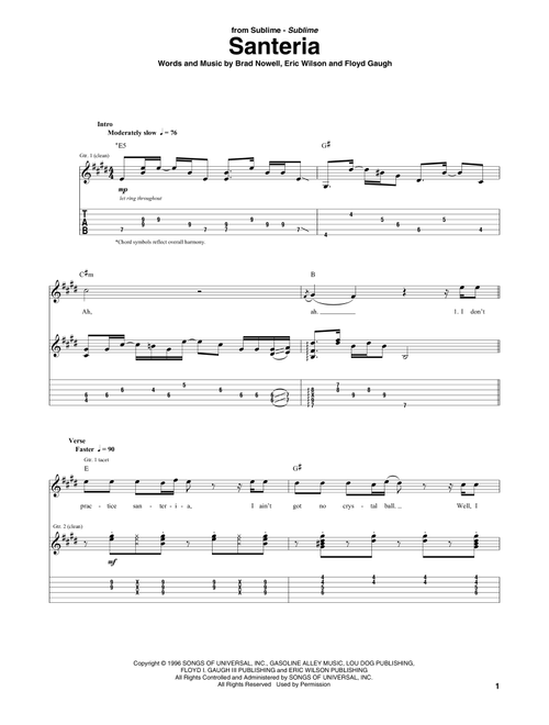 Santeria - Sublime (Guitar Tab)