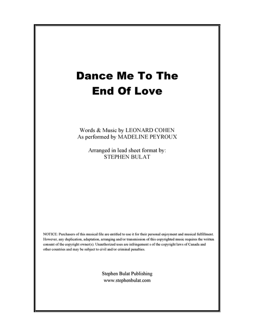 Dance Me To The End Of Love (Arr. Stephen Bulat) - Madeleine Peyroux (Large Ensemble)