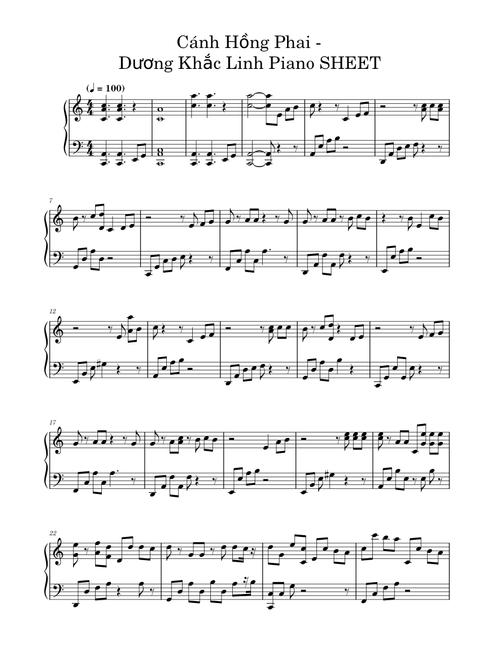 Cánh Hồng Phai - Dương Khắc Linh Piano SHEET