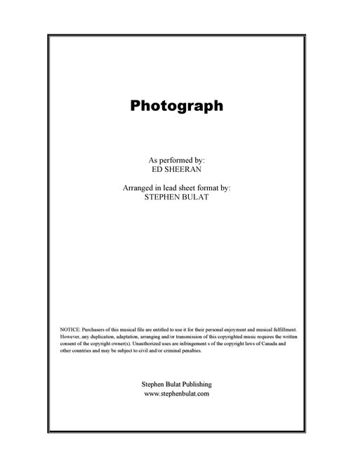 Photograph (Arr. Stephen Bulat) - Ed Sheeran (Large Ensemble)