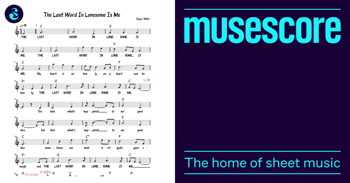 The Last Word In Lonesome Is Me (Lead sheet with lyrics ) Sheet Music ...