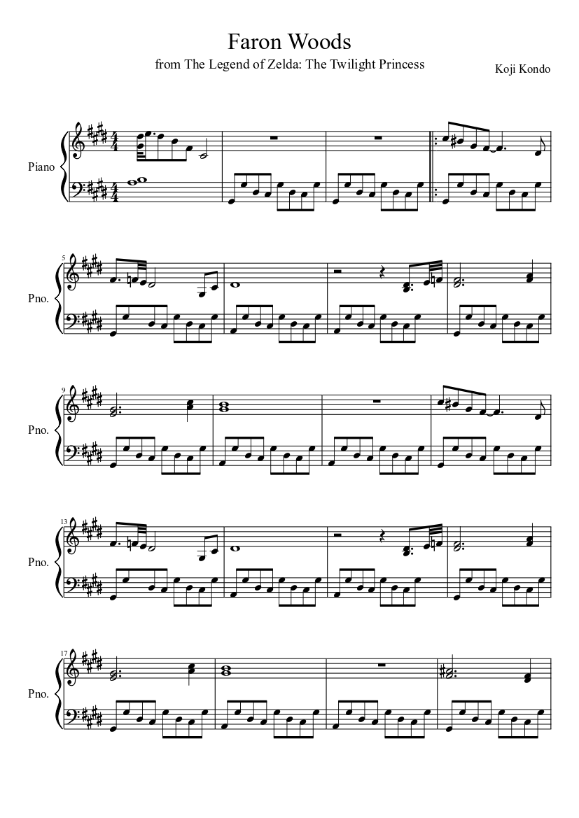 Faron Woods (from The Legend of Zelda: The Twilight Princess) Sheet music  for Piano (Solo) 