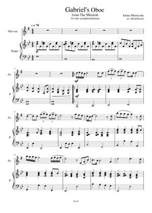 Saxoboe Gabriel's Oboe (For Sax Quartet) Sheet Music for Saxophone alto ...
