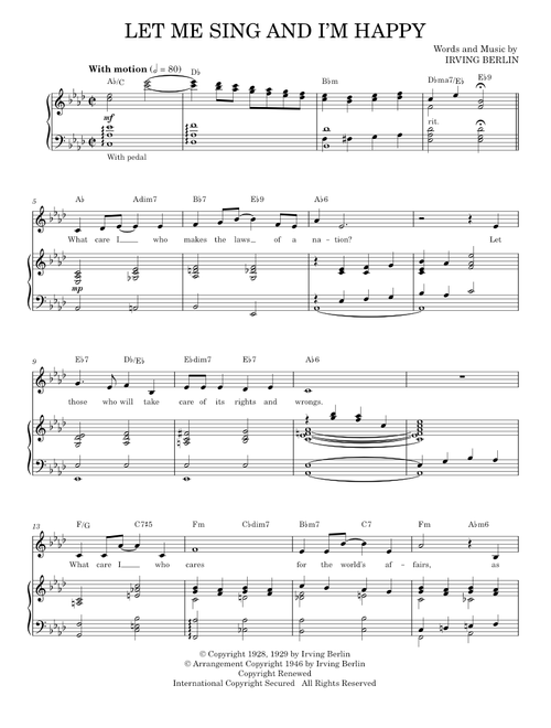 Let Me Sing And I'm Happy - Al Jolson, Irving Berlin (Piano Vocal)