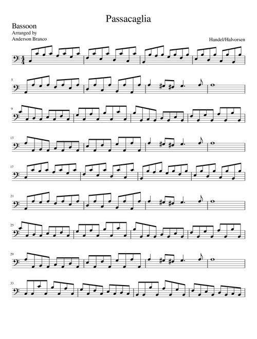 Passacaglia (Handel, Halvorsen - Solo Bassoon) (Arr. Anderson Branco) - Johan Halvorsen, Georg Friedrich Handel (Bassoon Solo)