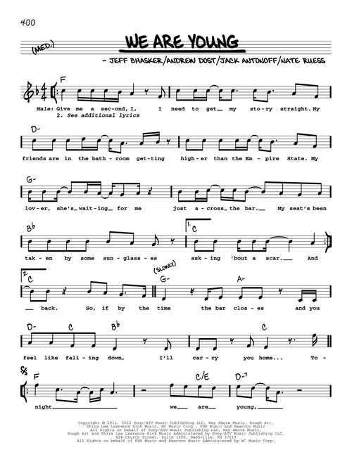 We Are Young (feat. Janelle Monáe) - fun (Real Book - Melody-Chords-Lyrics)