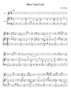 Here I Am Lord - Schutte / Schrader Sheet Music for Piano, Bass voice (Choral) | MuseScore.com