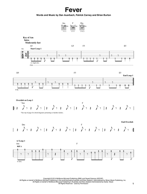 Fever - The Black Keys (Guitar Lead Sheet)