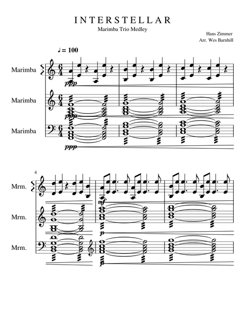 Interstellar Marimba Arrangement