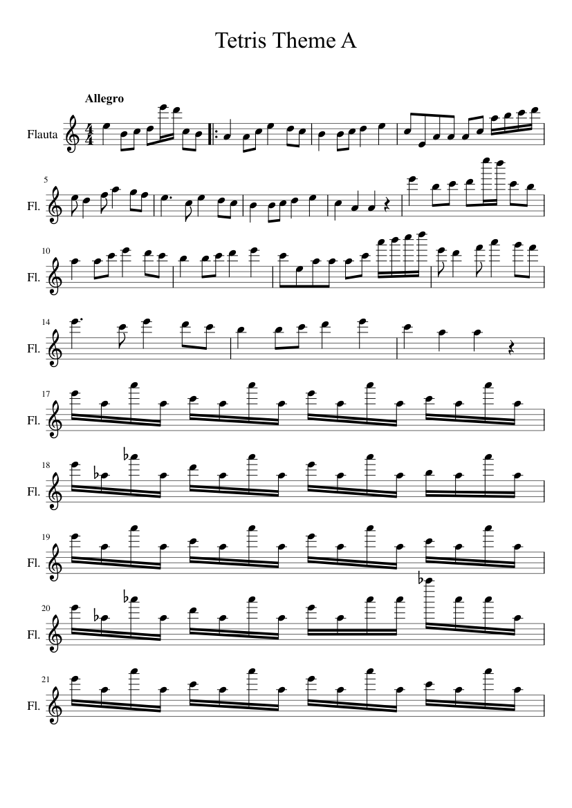 Tetris Theme for flute Sheet music for Flute (Solo) 