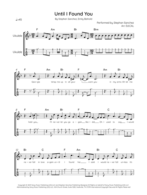 Until I Found You (Arr. Arr. Ed.CAL) - Stephen Sanchez (Ukulele)