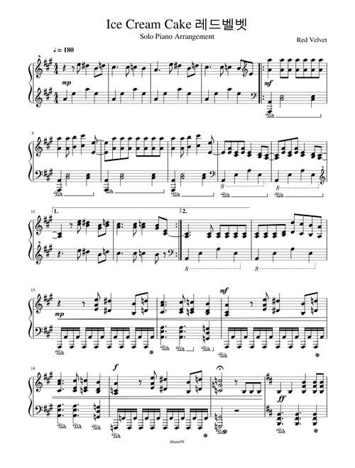 Ice Cream Cake - Red Velvet for Solo Piano