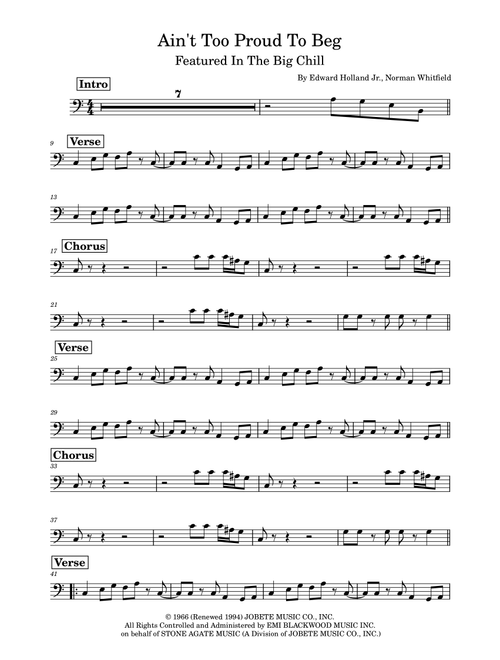 Ain't Too Proud To Beg (Arr. Marcus Gram) - The Temptations (Bass Guitar (without TAB))