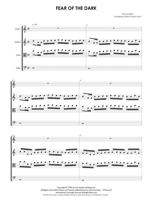 Fear Of The Dark (Arr. Milton Ferreira Junior) - Iron Maiden (String Quartet)