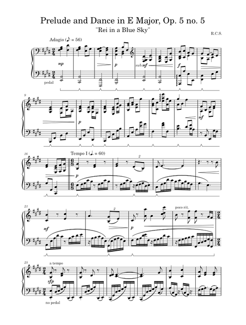Prelude and Dance in E Major Op. 5 no. 5, "Rei in the Sky"