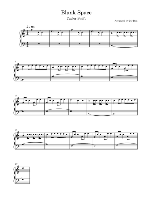 Blank Space – Taylor Swift (Easy)