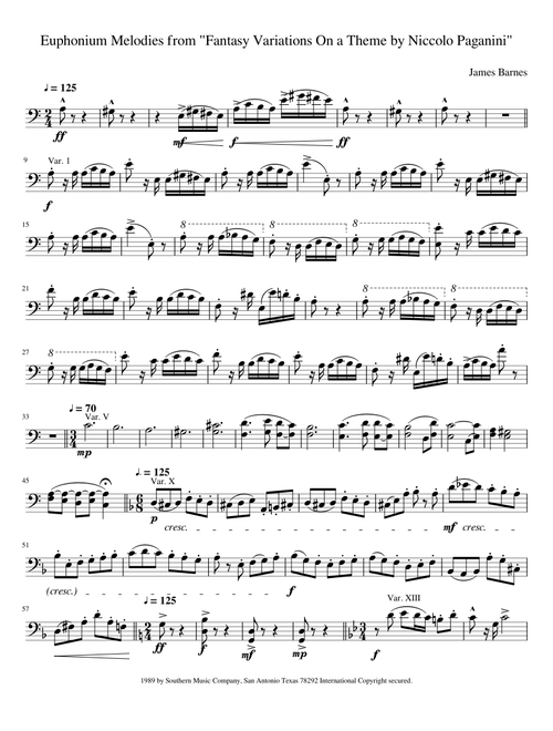 Euphonium Melodies from "Fantasy Variations On a Theme by Niccolo Paganini"